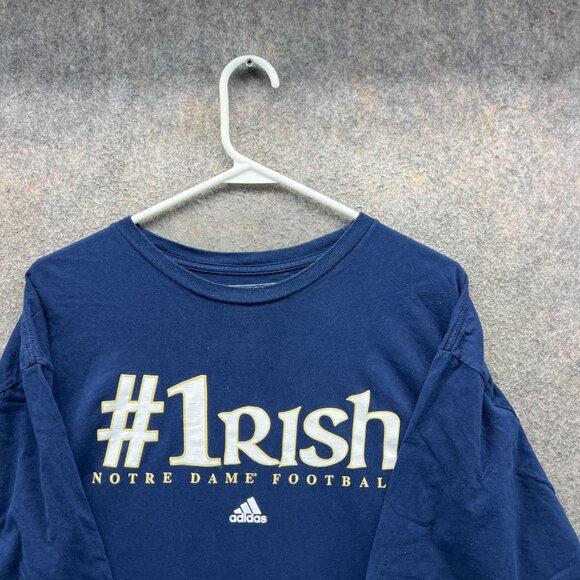 Notre Dame Irish Shirt Mens 2XL Navy Blue Football #1 Graphic Adidas The Go-To - Picture 6 of 10